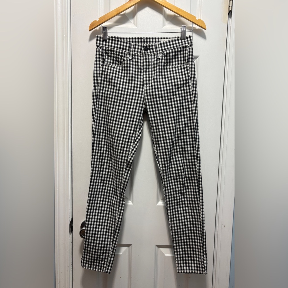 rag & bone Women's B&W Gingham 10 Inch‎ Capri Pants Size 26